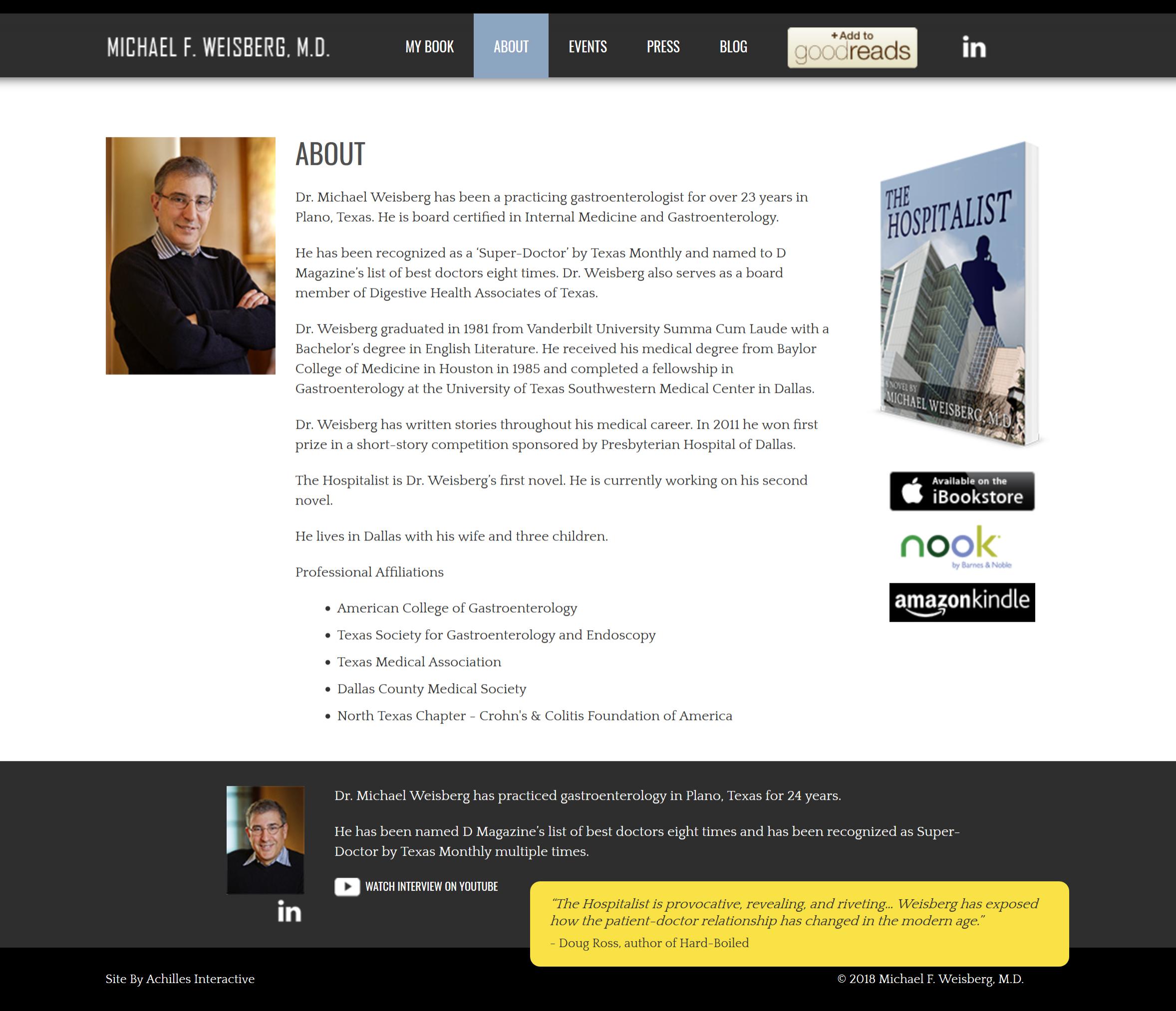 screen michael f weisberg about